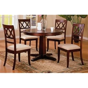 5pc Contemporary Style Round Pedestal Dining Table & Chair Set