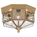 Sea Gull Lighting 7661-02 3-Light Hall and Foyer Ceiling Fixture, Clear Beveled Glass Panels and Polished Brass