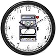 Slots or Silver Slot Machine Gambling or Casino Theme Wall Clock by WatchBuddy Timepieces (Slate Blue Frame)