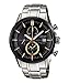 Casio Men's Edifice EFB503SBDB-1AV Silver Stainless-Steel Quartz Watch with Black Dial
