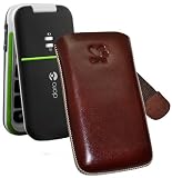 Produkt-Bild: Suncase Ledertasche (Lasche mit R&uuml;ckzugfunktion) f&uuml;r Doro PhoneEasy 410gsm braun