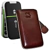 Original Suncase Echt Ledertasche (Lasche mit R�ckzugfunktion) f�r Doro PhoneEasy 410gsm in braun