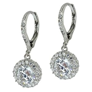 2.50 Ct Stunning Round White Cubic Zirconia CZ Earrings 1 Inch
