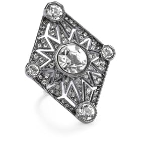 House Of Harlow 1960 Gunmetal Four Point Triangle Ring