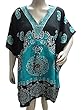 Poncho Kaftan Turquoise Printed Tunic Top