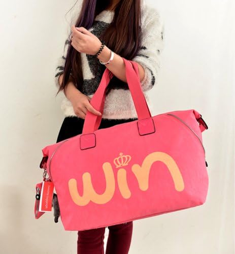 Big Mango Multipurpose Fashion Big Size Nylon Bag Single Shoulder Bag Handbag with Cute Pendant & MINI Bag and Win Letters & Crown Pattern Waterproof Bag (Pink)