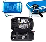 Electronic Cigarette Carrying Travel Hard Candy Case with Carabiner Style Hook for your keys by Kroo - Candy Blue EVA + Complimentary NextDia ™ Velcro Cable Strap.