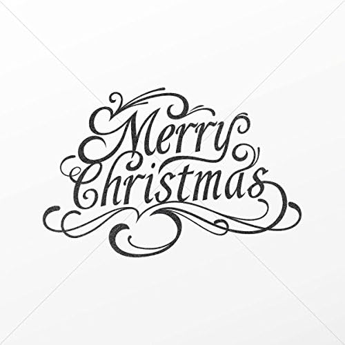 Decal Sticker Merry Christmas Lettering Tablet Laptop Weatherproof Spo Mettalic Black (40 X 26.2 In)