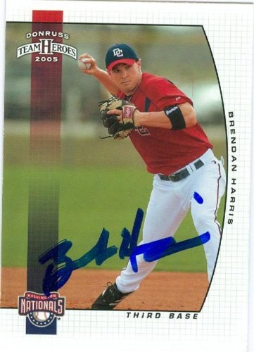 Brendan Harris Autographed/Hand Signed MLB Baseball Card (Washington Nationals) 2005 Donruss Team He