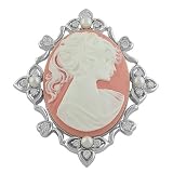 Sterling Silver Pink Lady Cameo Brooch