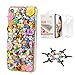 STENES Bling Case Compatible with iPhone 7 Plus/iPhone 8 Plus - Stylish - 3D Handmade [Sparkle Series] Butterfly Rose Flowers Design Cover with Screen Protector [2 Pack] - Yellow