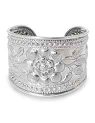 Sterling silver cuff bracelet, Thai Gardenia