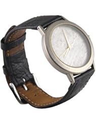 Starborn Creations Large Face Genuine Gibeon Meteorite Watch with Black Leather Band
