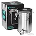 Coffee Gator Stainless Steel Container - Canister with co2 Valve and Scoop - Large, Silver