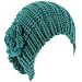 Winter Long Slouchy Crochet Flower Knit Beanie Skull Stretchy Ski Cap Hat Teal