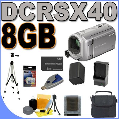Sony DCR-SX40 Palm-Sized Camcorder with 60X Optical Zoom (Silver) BigVALUEInc Accessory Saver 8GB FH100 Battery/Rapid Charger Bundle Sony DCR-SX40 Palm-Sized Camcorder with 60X Optical Zoom (Silver) BigVALUEInc Accessory Saver 8GB FH100 Battery/Rapid Charger Bundle