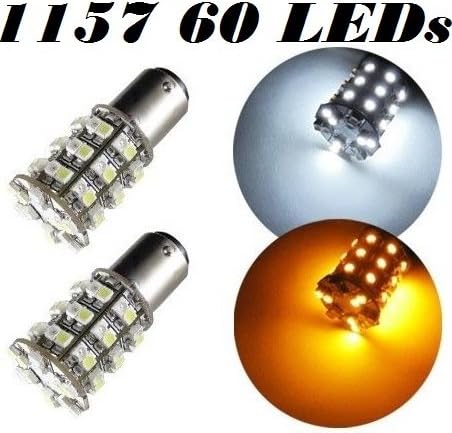 Zone Tech White/Amber 60-SMD Dual Color 1157 7528 2357 Switchback LED Bulbs For Turn Signal Parking Lights
