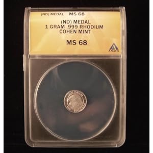 ANACS 1 Gram Rhodium .999 Fine ANACS 1 Gram Rhodium .999 Fine