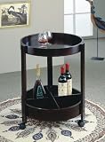 Cappuccino Finish Solid Wood Portable Round Kitchen Cart w/Caster