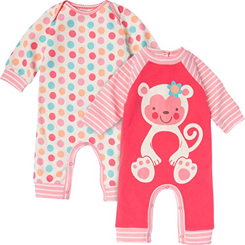 Gerber Baby-Girls Newborn Monkey 2 Pack Coverall, Monkey, New Born