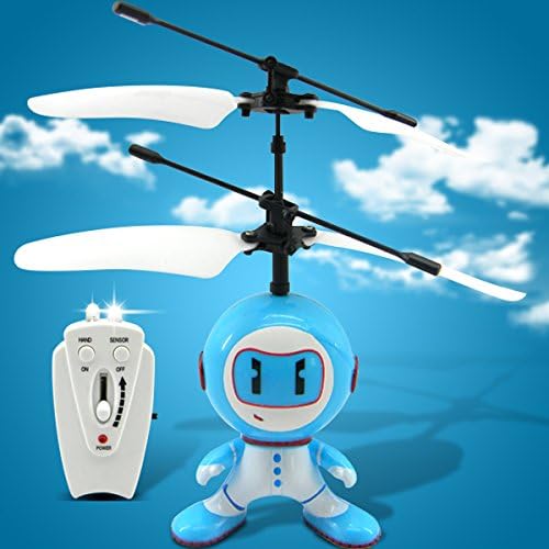 Flying Saucer Light Ufo Alien 2 Rc Remote Control Robot Helicopter Aircraft 2-In-1 Radio Infrared Sensor - Blue