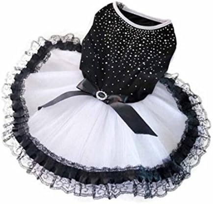 Fashion Spring Summer Dog Clothes Pet Dog Puppy Tutu Dress Princess Fluffy Wedding Lace Skirt Clothing Apparel Black (XXL)