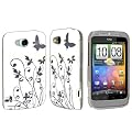 Neues Qualit�t Wei� Und Silber Schmetterling Blumen Muster Harte R�ckseite Hybride Schutzh�lle F�r HTC Wildfire S Von Yousave