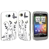 Neues Qualit�t Wei� Und Silber Schmetterling Blumen Muster Harte R�ckseite Hybride Schutzh�lle F�r HTC Wildfire S Von Yousavevon "Yousave"