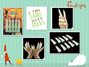 Christmas,halloween Luminous Green Nails Set,nail Wrap,evil Witch's Props