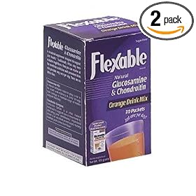 Flexable Glucosamine & Chondroitin, Orange Drink Mix, Sugar-Free, 30 packets (Pack of 2)