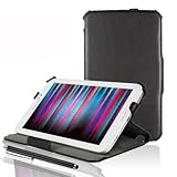 Kamor® Ultra Slim Leder Hülle für Samsung Galaxy Tab 3 7.0 (7 Zoll) SM-T210 SM-T211 Case Tasche Etui Schutzhülle aus PU Kunstleder mit Ständer (Nicht kompatibel mit der Samsung Galaxy Tab 3 Lite 7.0 Model SM-T110) with bonus stylus- Kunstleder, Schwarz