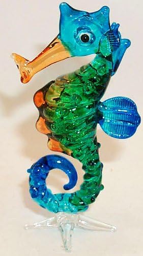 Seahorse, prredominantly blue/green colors Artglass, Large