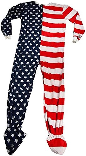 Fun Footies - Mens Stars and Stripes Blanket Sleeper, Red, White, Blue 36743-Large