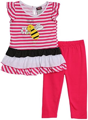 Angel Face Baby Girls' 2 Piece Pink Striped Bumblebee Top Leggings Set