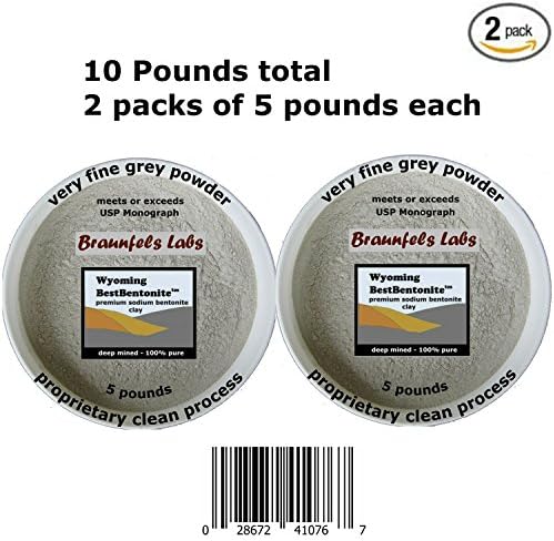 Food Grade 2 Pack - Total 10 Pounds, (2X5 LB) - 100% Pure Bentonite Clay Facial & Body Detox