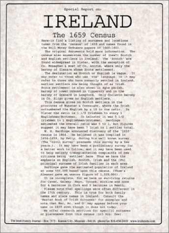 Ireland Census of 1659 surnames and locations