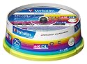 三菱化学メディア Verbatim DVD+R DL 8.5GB 1回記録用 2.4-8倍速 スピンドルケース 25枚パック ワイド印刷対応 ホワイトレーベル DTR85HP25V1