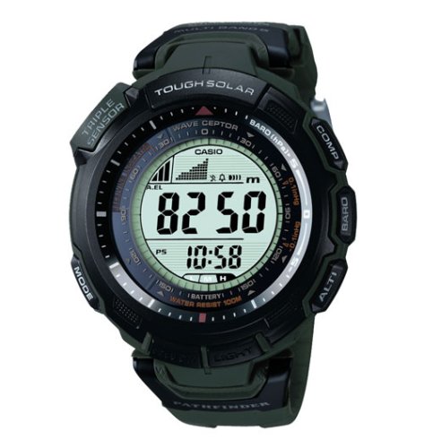 Casio Men's Pathfinder Multi-Band Solar Atomic Green Watch #PAW1300-3V
