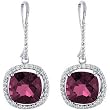 14K White Gold Rhodolite Garnet and Diamond Earrings