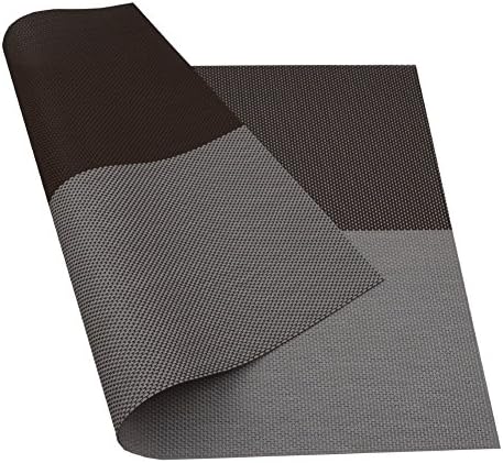 Placemats PVC Dining Room Placemats for Table Heat Insulation Crossweave Woven Vinyl Non- Slip Insulation Placemat Non-slip Insulation Placemat (4, Brown plaid)