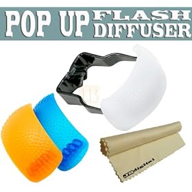 Click here to buy 3X (White, Blue -Cooling-, & Yellow -Warming- Screens) Pop-up Light Diffuser for... by JB Digital.
