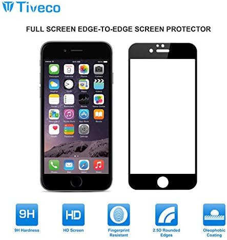 Tiveco® iPhone 6 Plus Edge to Edge Full Screen 9H Tempered Glass Screen Protector - Black Color, Scratch Resistant, Anti Fingerprint, 2.5D Round Edge, Touch screen Accuracy (Black)