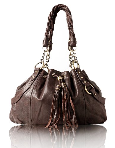 BOVARI Brown Snake Drawstring Bag Handtasche