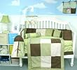 Soho Sage & Brown Suede 10 pcs Baby Crib Bedding Set