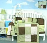 Soho Sage & Brown Suede 10 pcs Baby Crib Bedding Set