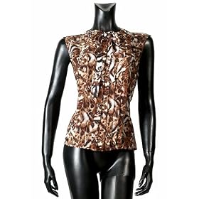 Click here to buy Escada printed pleated tiger shell sleeveless top by Escada.