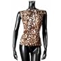 Escada printed pleated tiger shell sleeveless top (36/M, Tiger Shell)