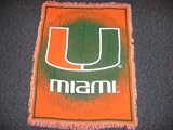 MIAMI HURRICANES 48x 60 Triple Woven Jacquard KNIT THROW BLANKET