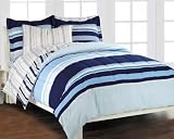 Nautical Stripe Blue Boys Teen Bedding Set