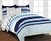 Nautical Stripe Blue and White Comforter Set with 180 TC Sheet Set
